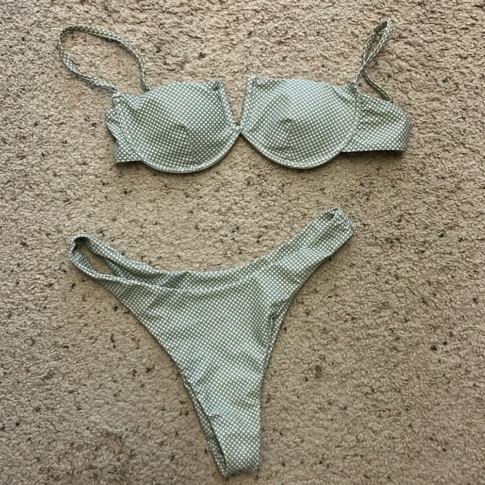 green polka dot bathing suit